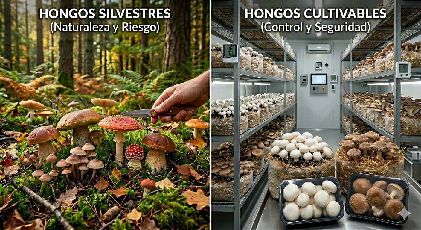 Hongos silvestres vs hongos cultivables